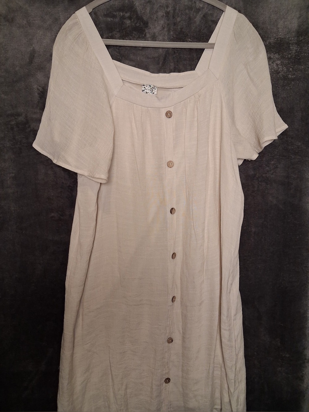 NAIF Cream Button-Front Square Neck Tunic Dress